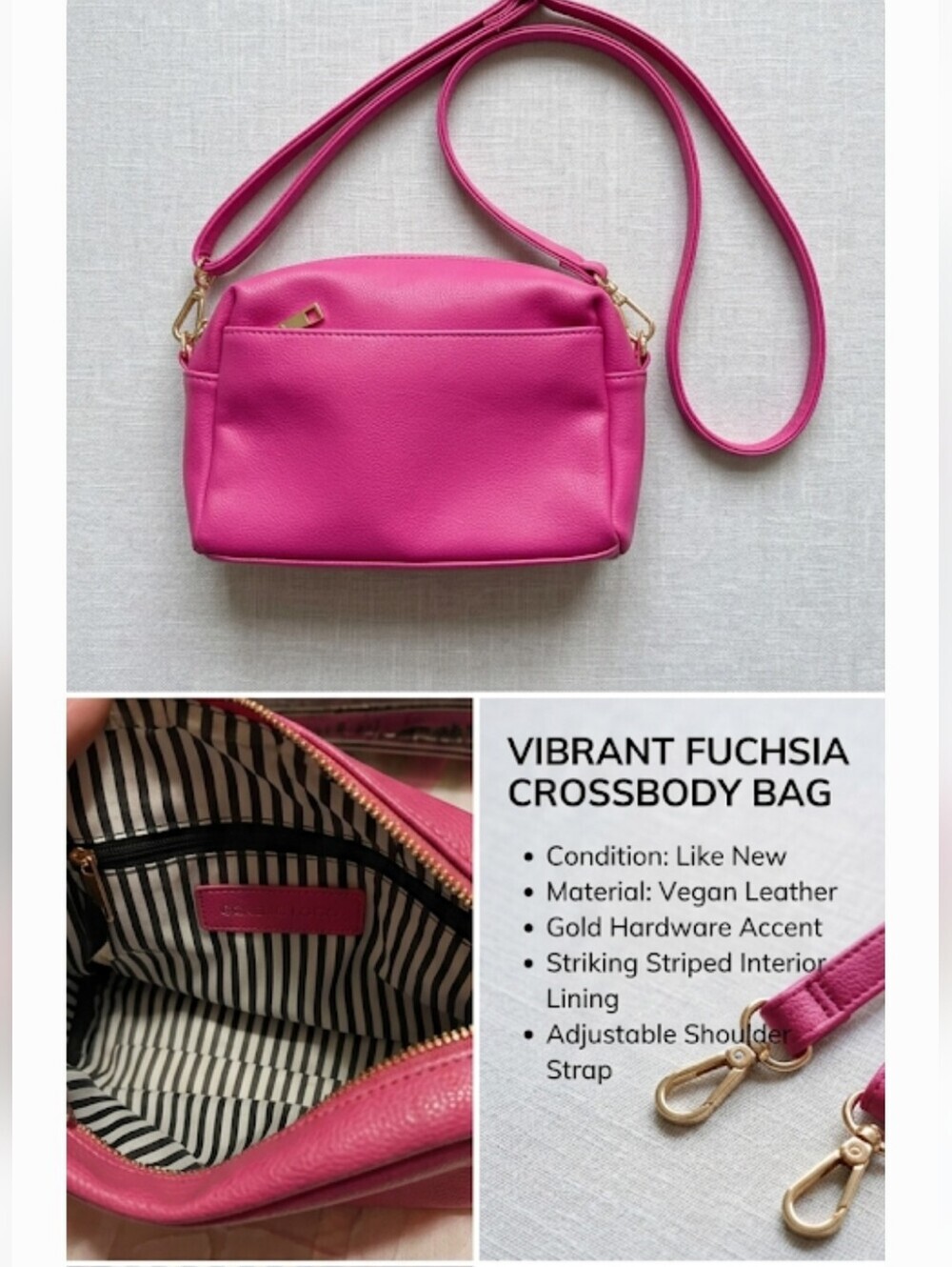 Women's Pink Crossbody Shoulder Bag - Sleek Everyday Style EUC 2 Outside Pockets